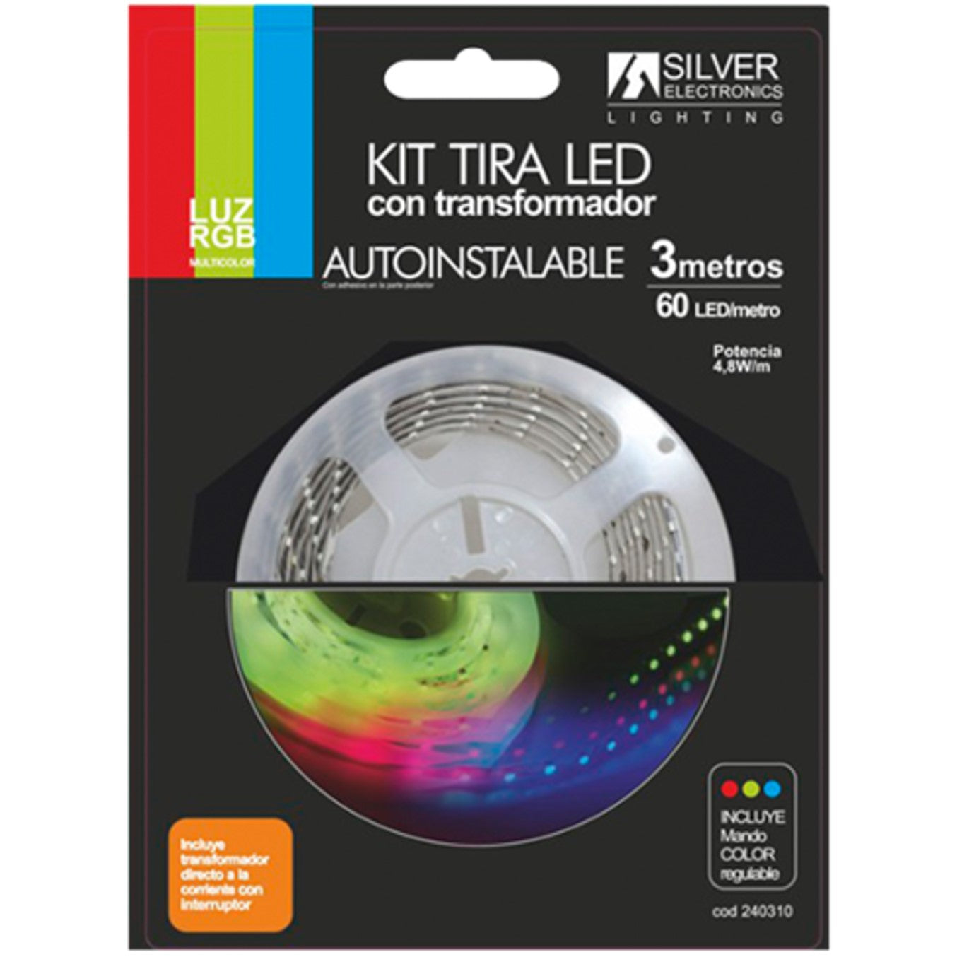 Kit tira led silver electronics 540 lm - m - 3m - 12v - 7.2w - m - rgb