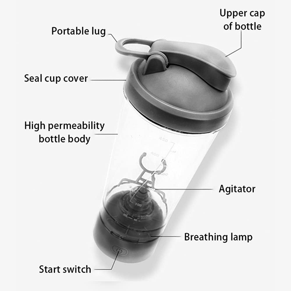 Coctelera Eléctrica Recargable 450ml – Batidora Portátil para Proteínas y Batidos Fitness