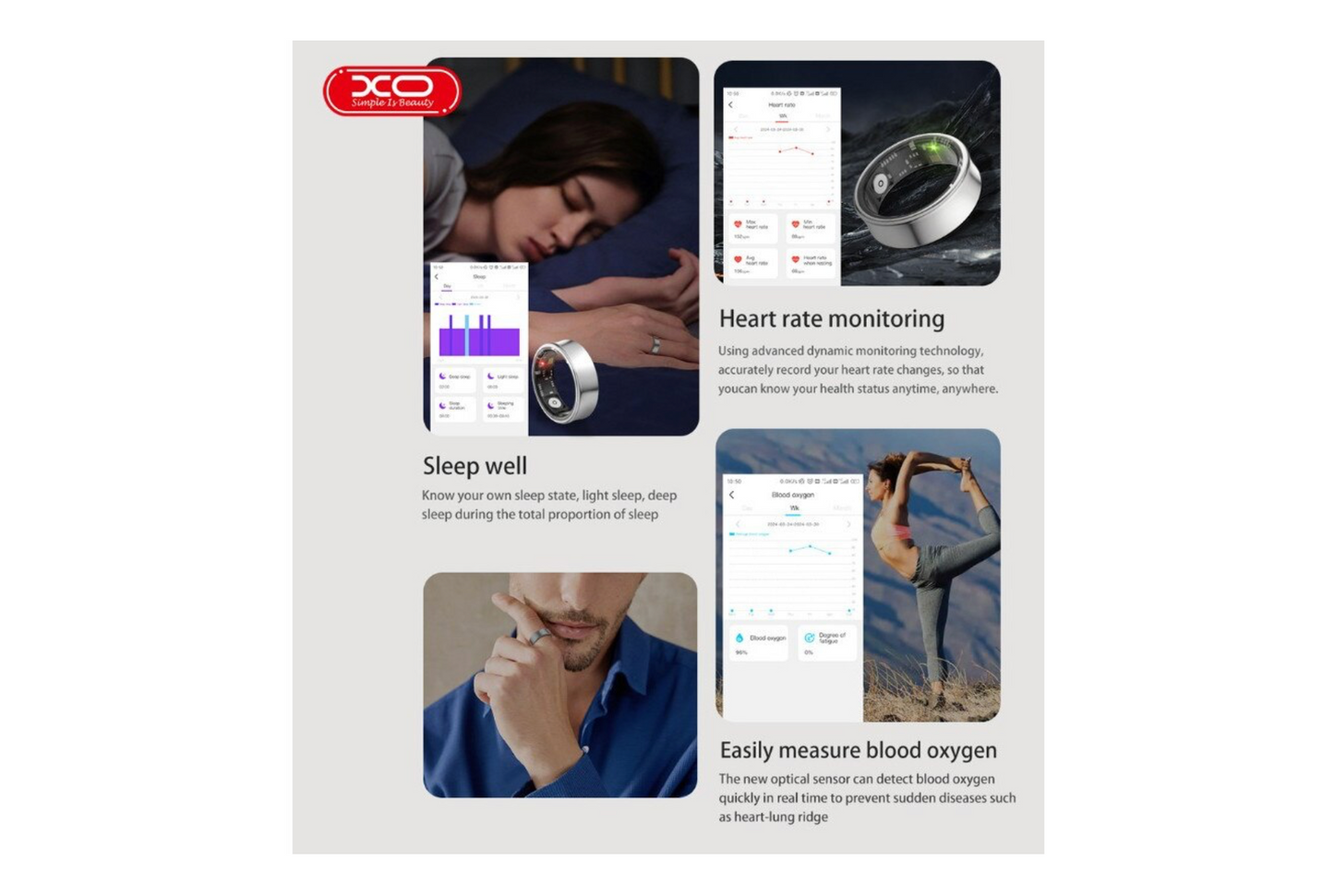 Anillo Inteligente Smart Ring – Monitoreo de Sueño, Oxígeno y Ritmo Cardíaco (Color Negro Metálico)