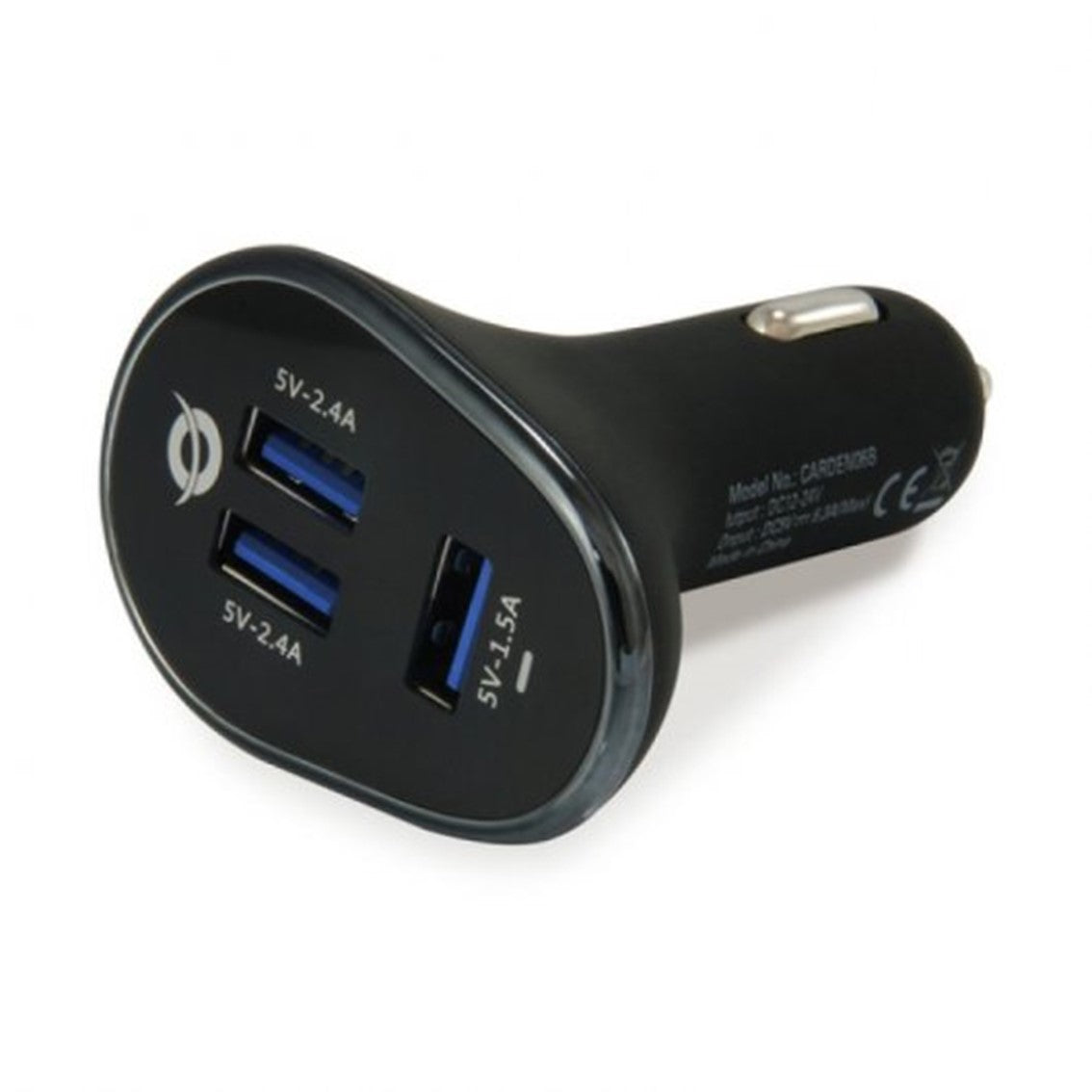 Cargador coche conceptronic carden06b 3 puertos usb tipo a 2p 5v - 2.4a 1p 5v - 1.5a 31.5w