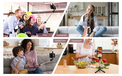 Palo de Selfie Inalámbrico con Trípode, Luz LED y Mando Bluetooth – Profesional, Compacto y Plegable