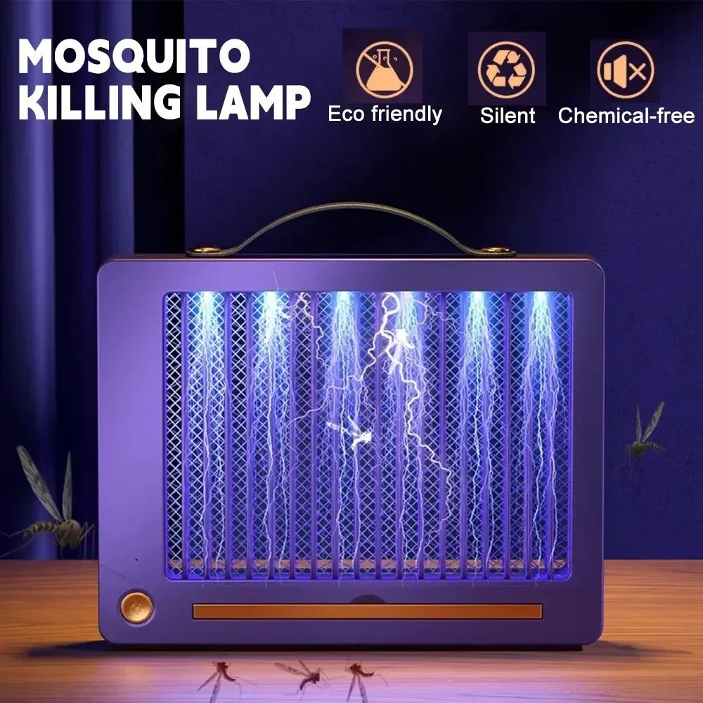 Lámpara Antimosquitos Eléctrica Recargable Blanca - Trampa Silenciosa con Luz UV,  Interior y Exterior