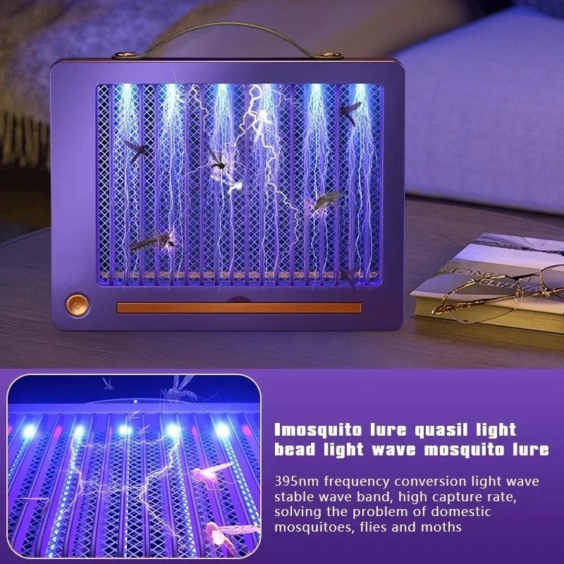 Lámpara Antimosquitos Eléctrica Recargable Blanca - Trampa Silenciosa con Luz UV,  Interior y Exterior