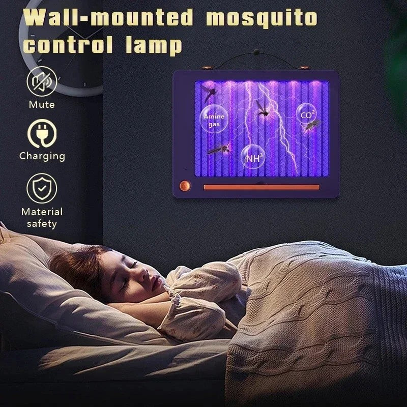 Lámpara Antimosquitos Eléctrica Recargable Blanca - Trampa Silenciosa con Luz UV,  Interior y Exterior