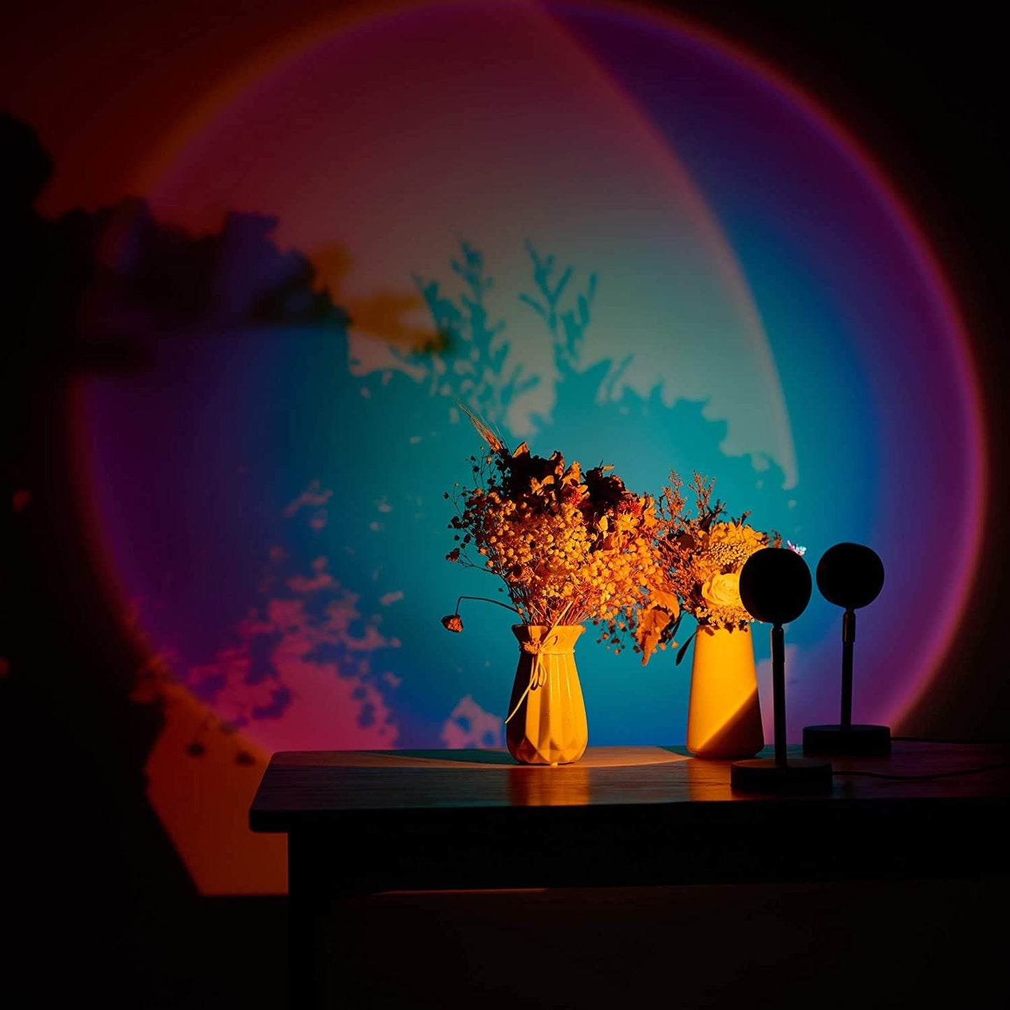 Lámpara de Proyección LED Puesta de Sol y Arcoíris – Luz Ambiental Giratoria 180° para Dormitorio, Fotografía o Decoración Interior