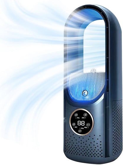 Mini Aire Acondicionado Portátil Sin Aspas – Ventilador USB 6 Velocidades con Temporizador y Luz Ambiental