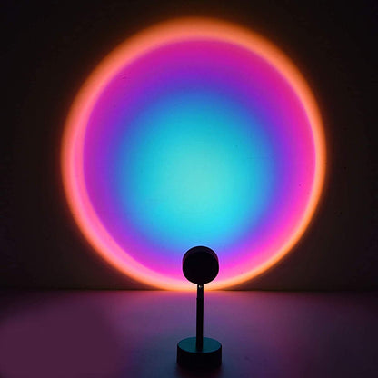 Lámpara de Proyección LED Puesta de Sol y Arcoíris – Luz Ambiental Giratoria 180° para Dormitorio, Fotografía o Decoración Interior