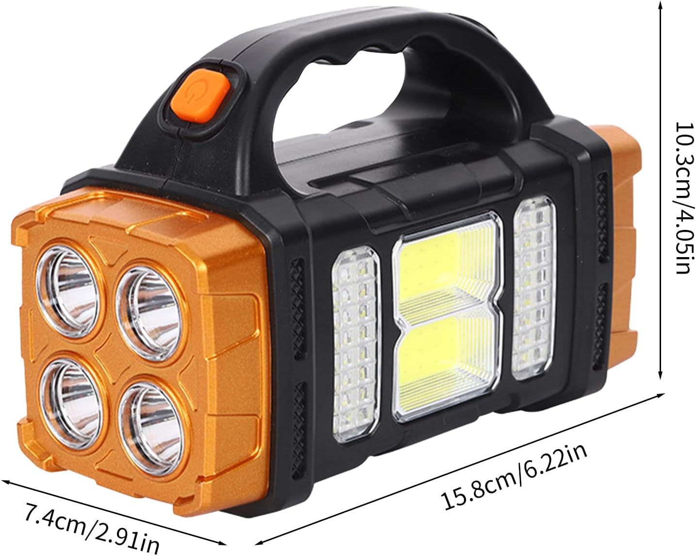 Foco LED Solar Recargable – Linterna de Camping con 4 Modos de Luz, Impermeable IP44, Gran Angular, USB y Solar