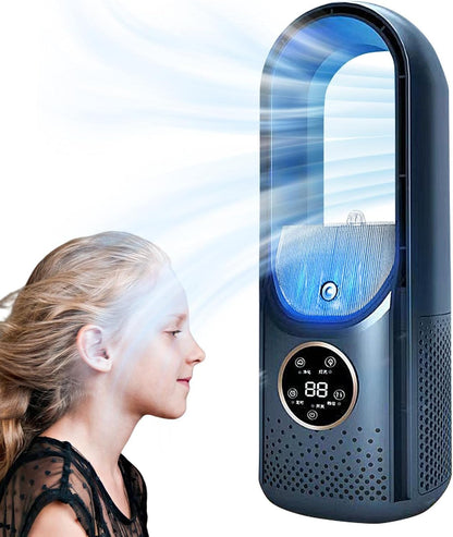 Mini Aire Acondicionado Portátil Sin Aspas – Ventilador USB 6 Velocidades con Temporizador y Luz Ambiental