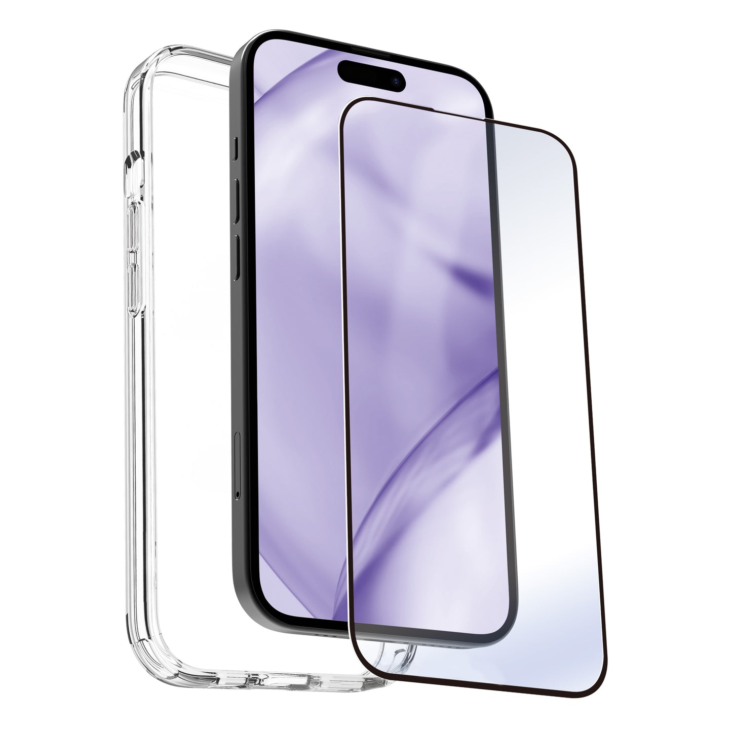 Carcasa myway para apple iphone 15 pro transparente + protector pantalla cristal templado