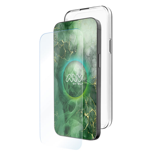 Carcasa myway para apple iphone 16 transparente + protector pantalla cristal templado
