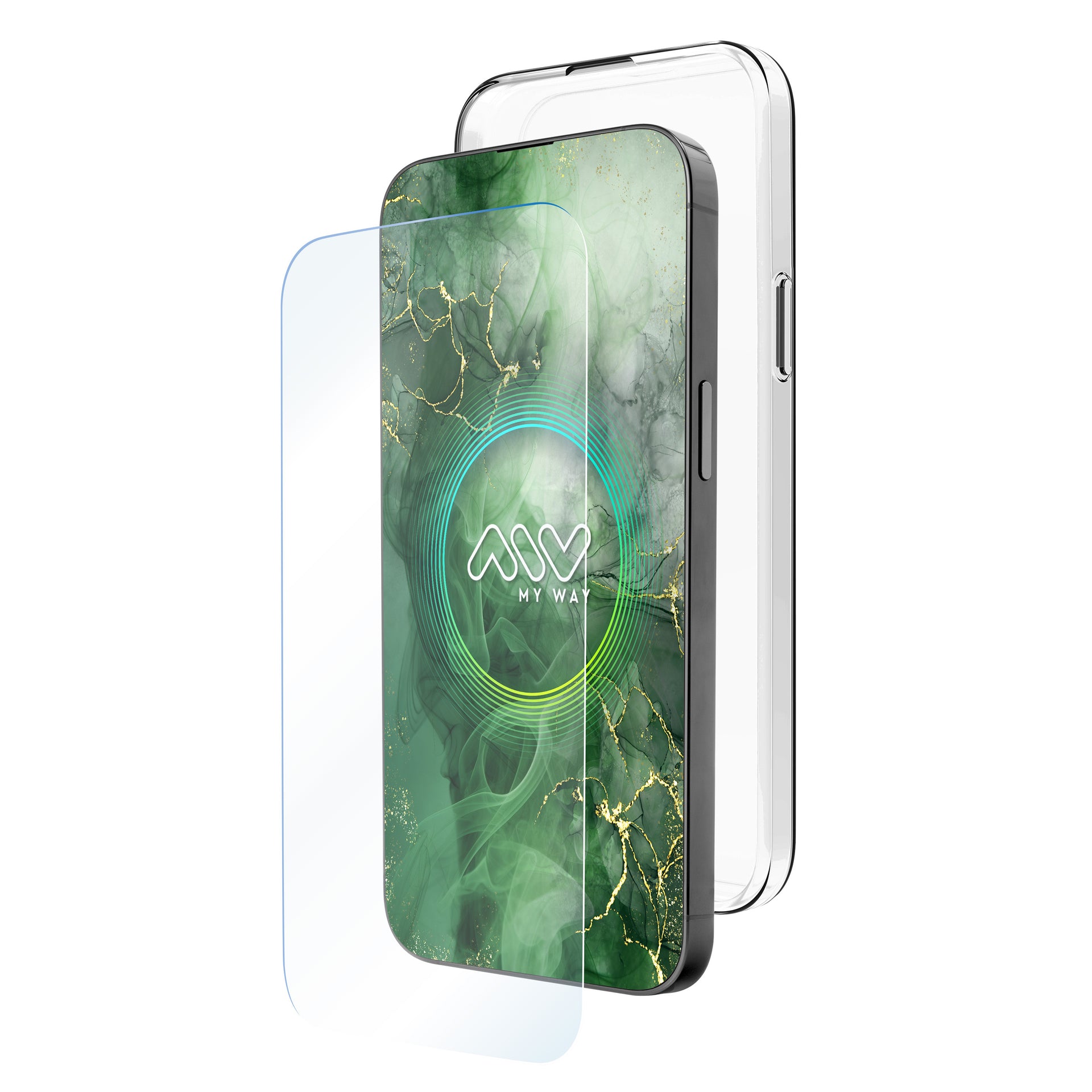 Carcasa myway para apple iphone 16 plus transparente + protector pantalla cristal templado
