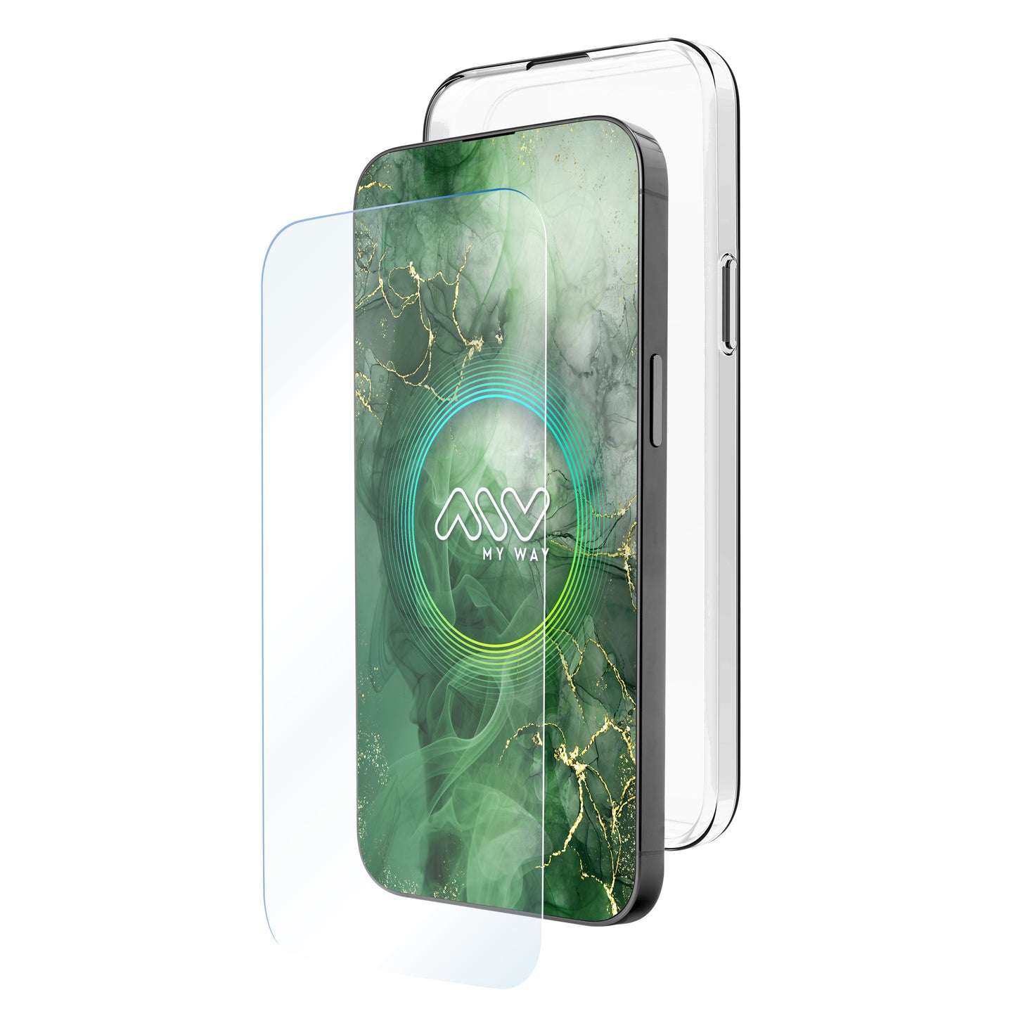 Carcasa myway para apple iphone 16 pro transparente + protector pantalla cristal templado