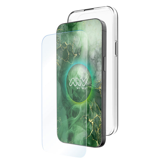 Carcasa myway para apple iphone 16e transparente + protector pantalla cristal templado