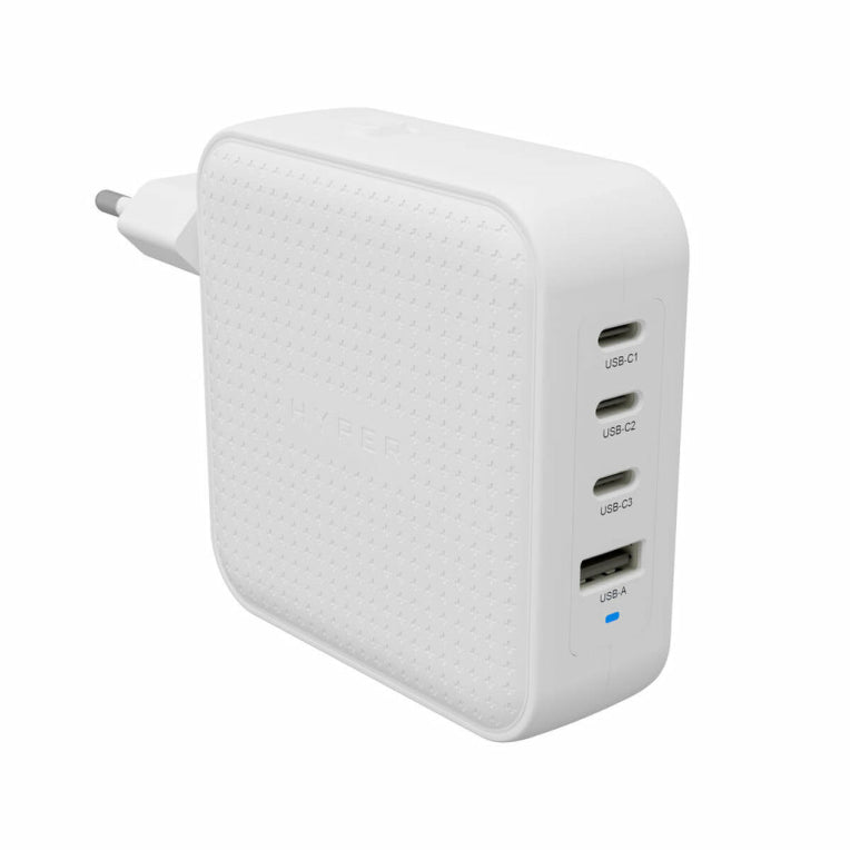 Cargador de pared hyper travel charger 100w 3x usb tipo c 1x usb tipo a blanco