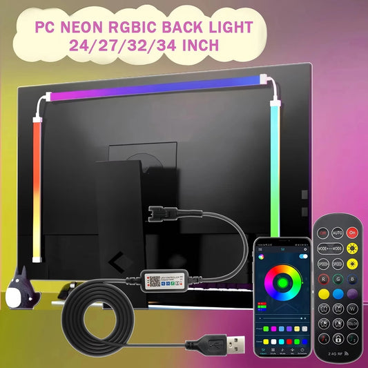 Luz LED RGBIC para Monitor 24–34” con App y Sincronización Musical – Retroiluminación Gaming USB