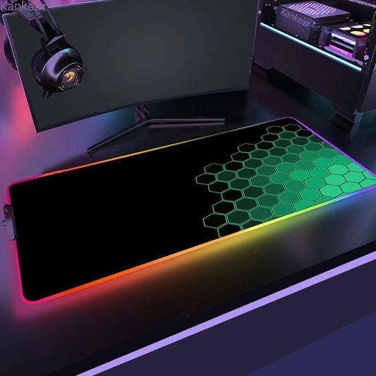Alfombrilla de Ratón RGB Geométrica XXL 90×40 cm – Mousepad y Base de Teclado Gaming