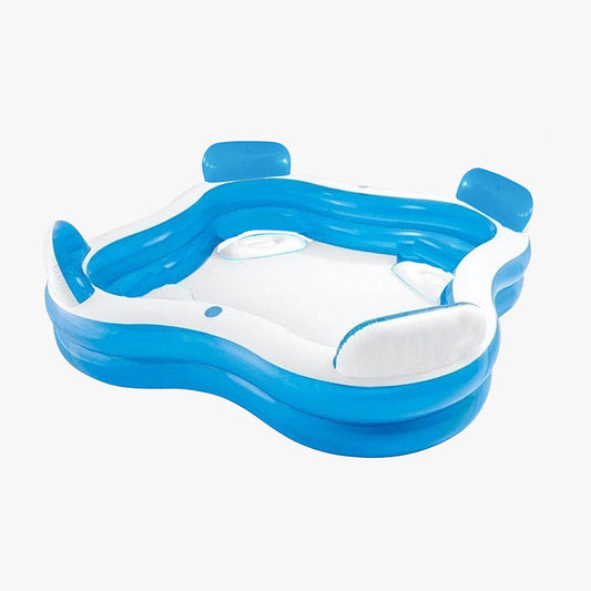 Piscina Familiar Inflable con Asientos y Posavasos – 183x183x51 cm, 390 L, Para 4 Personas