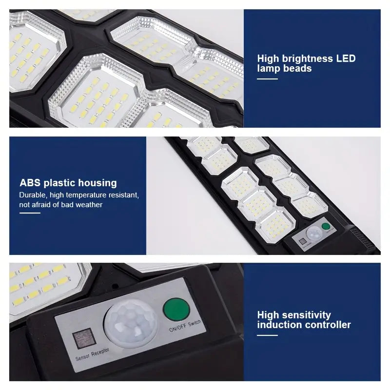 Lámpara LED Solar Exterior con Control Remoto y Sensor de Movimiento – 600W (Modelo Grande)